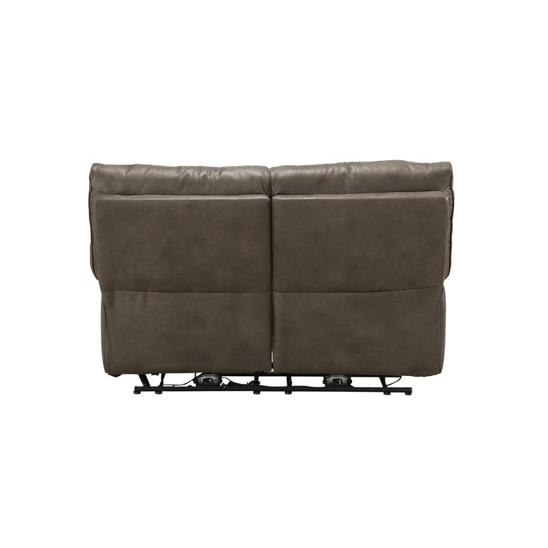 Bowery Hill Power Motion Faux Leather Loveseat with USB Charging Dock in Gray