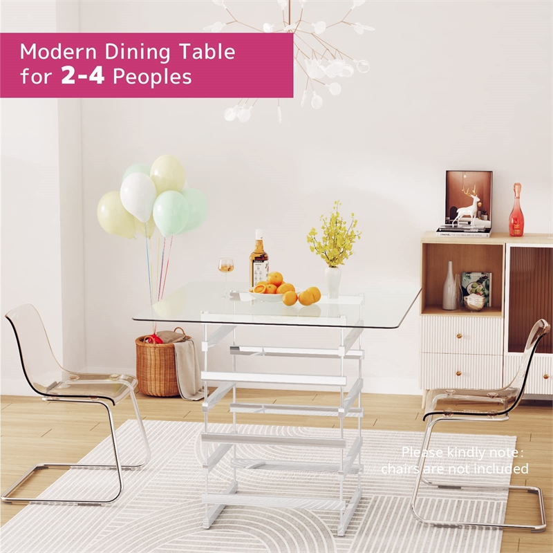 Bowery Hill Contemporary Pub Table in Clear Glass and Chrome