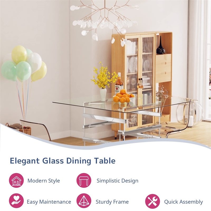 Bowery Hill Contemporary Pub Table in Clear Glass and Chrome