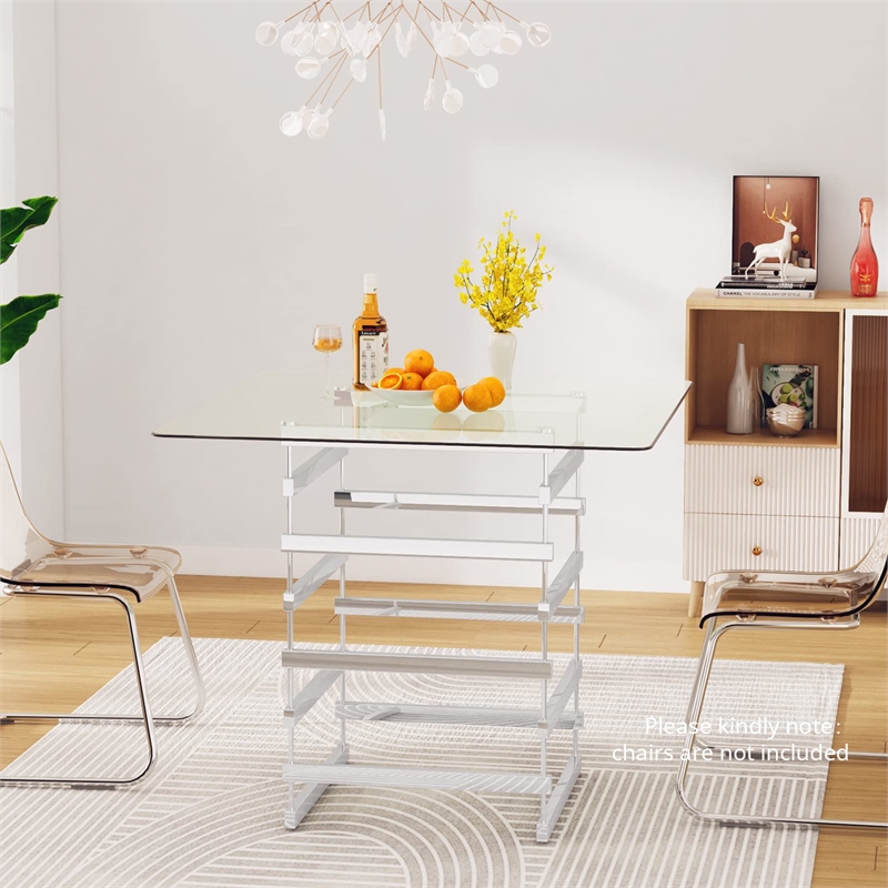Bowery Hill Contemporary Pub Table in Clear Glass and Chrome