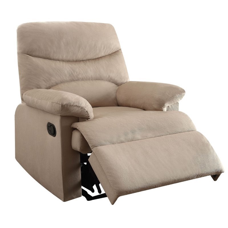 Bowery Hill Contemporary Woven Fabric Recliner in Beige