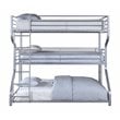 Bowery Hill Space Saver Contemporary Triple Metal Bunk Bed in Silver