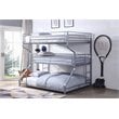 Bowery Hill Space Saver Contemporary Triple Metal Bunk Bed in Silver