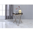 Bowery Hill Round Metal and Glass End Table in Black/Champagne