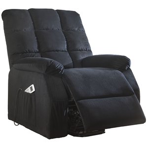 Bowery Hill Velvet Tufted Power and Massage Recliner in Black