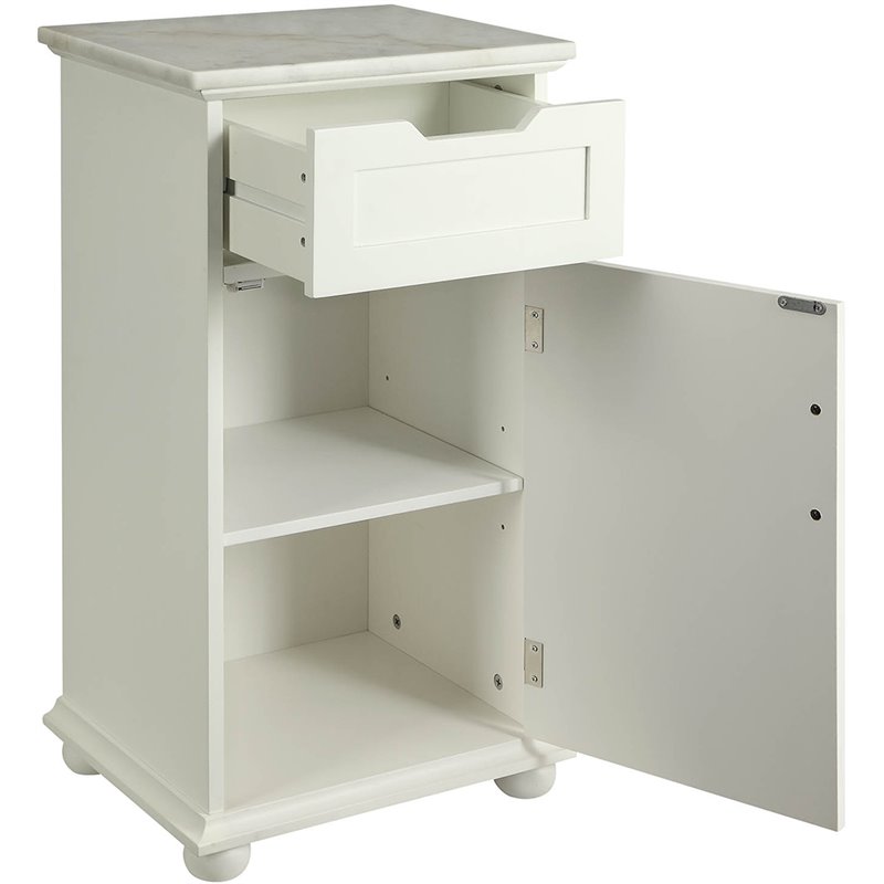 Bowery Hill Marble Top Floor with Storage in White BH4752