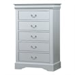 Bowery Hill Traditional 5 Drawer Wood Chest in Platinum Gray