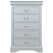 Bowery Hill Traditional 5 Drawer Wood Chest in Platinum Gray