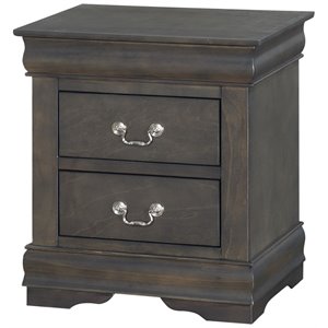 Bowery Hill Contemporary 2 Drawer Nightstand in Dark Gray