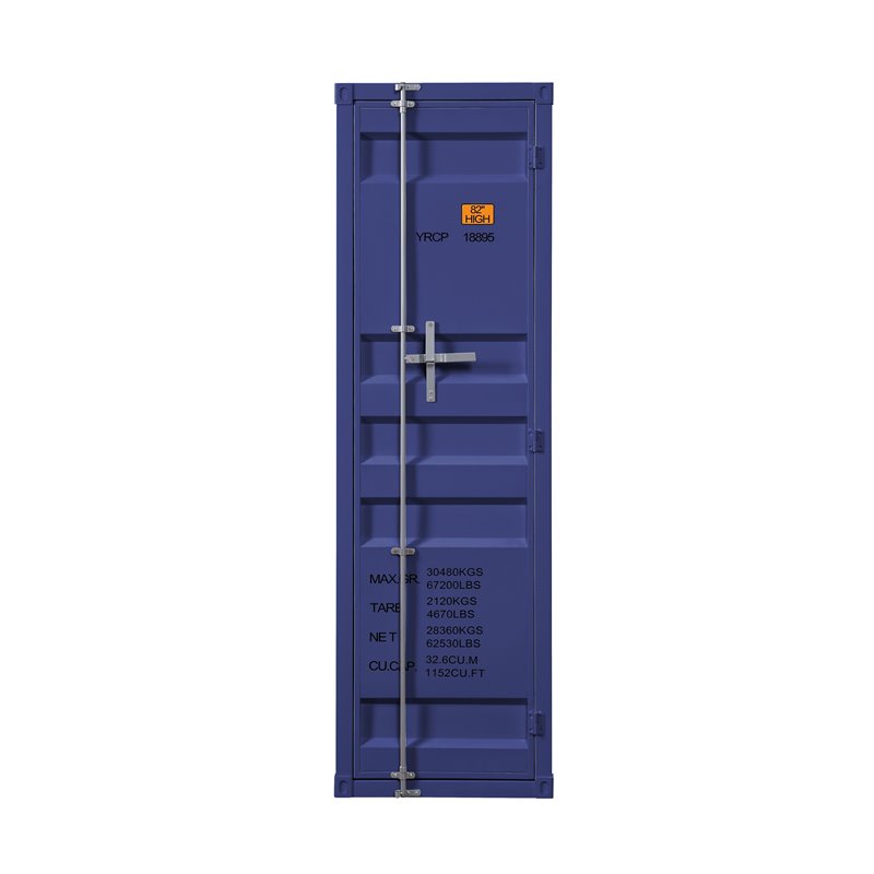 Bowery Hill Contemporary Metal Wardrobe Armoire with 1 Door in Blue
