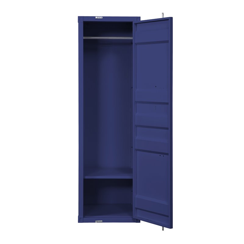 Bowery Hill Contemporary Metal Wardrobe Armoire with 1 Door in Blue