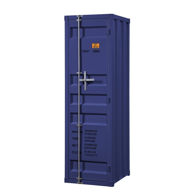 Bowery Hill Contemporary Metal Wardrobe Armoire with 1 Door in Blue