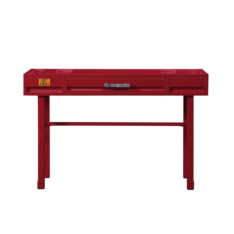 Bowery Hill Contemporary Vanity Computer Office Home Metal Desk in Red