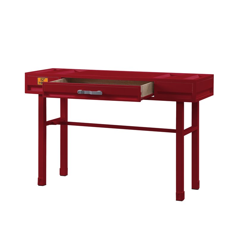 Bowery Hill Contemporary Vanity Computer Office Home Metal Desk in Red