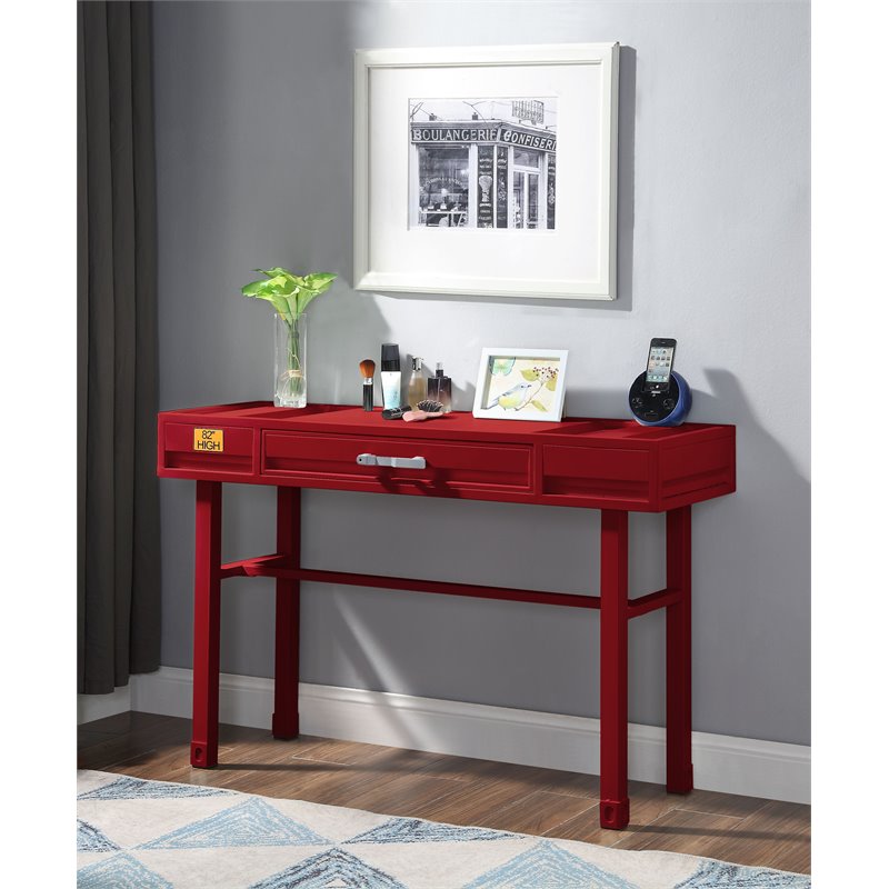 Bowery Hill Contemporary Vanity Computer Office Home Metal Desk in Red