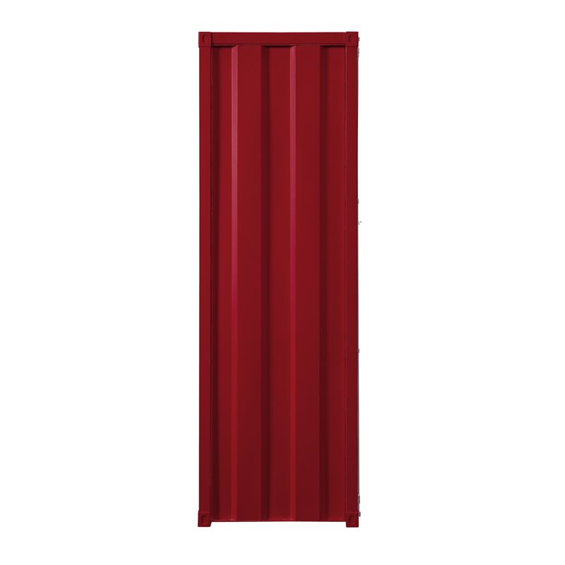 Bowery Hill Contemporary Metal Wardrobe Armoire with 1 Door in Red