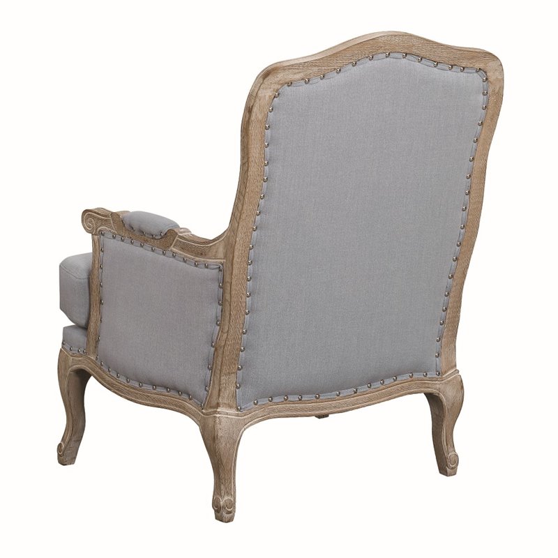 Bowery Hill Transitional Fabric/Wood Nail Head Trim Accent Chair in Light Blue