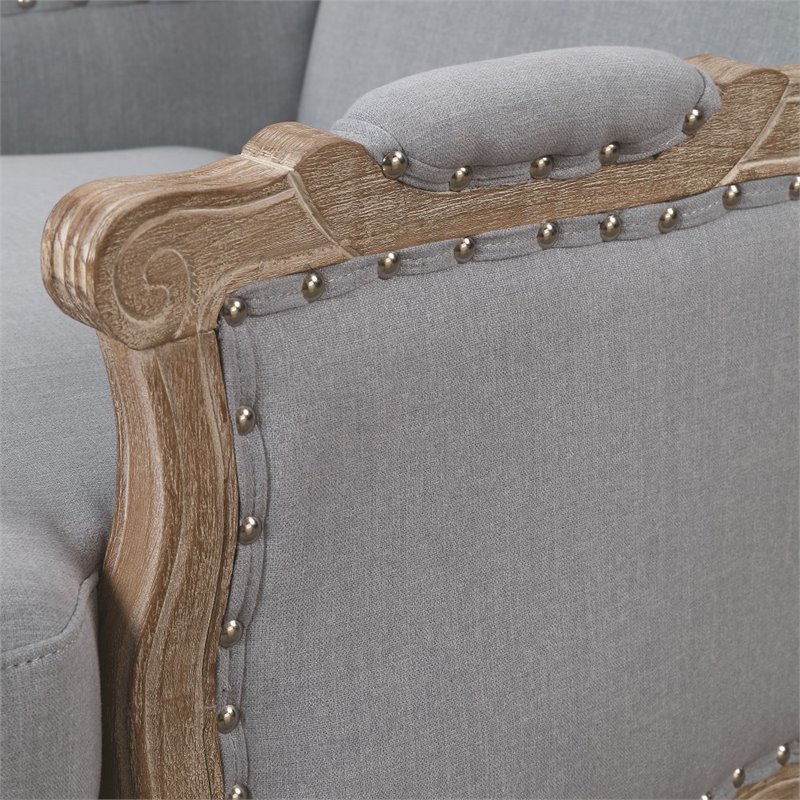 Bowery Hill Transitional Fabric/Wood Nail Head Trim Accent Chair in Light Blue