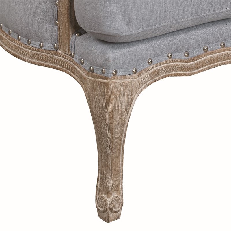 Bowery Hill Transitional Fabric/Wood Nail Head Trim Accent Chair in Light Blue