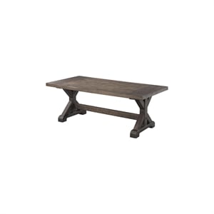 Bowery Hill Solid Wood Trestle Base Coffee Table in Walnut
