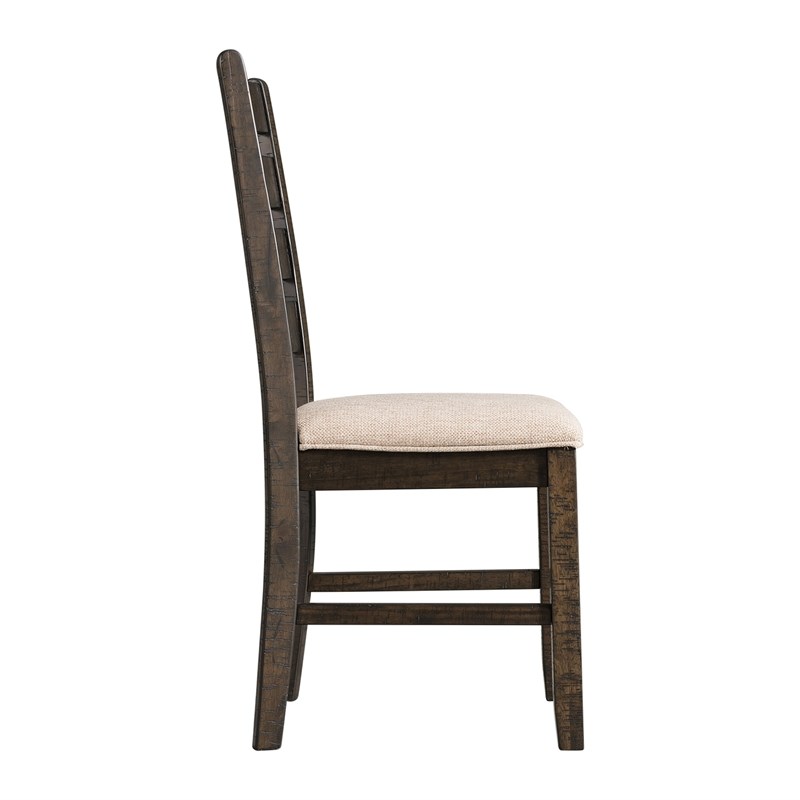 Bowery Hill Solid Wood 7-Piece Dining Set in Warm Walnut/Taupe