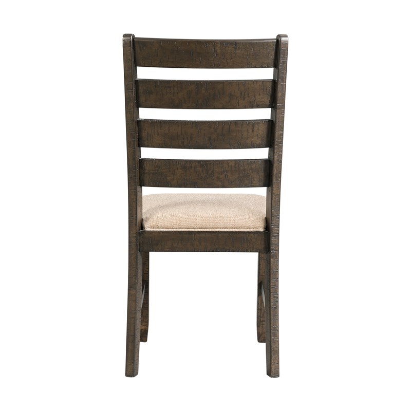 Bowery Hill Solid Wood 7-Piece Dining Set in Warm Walnut/Taupe