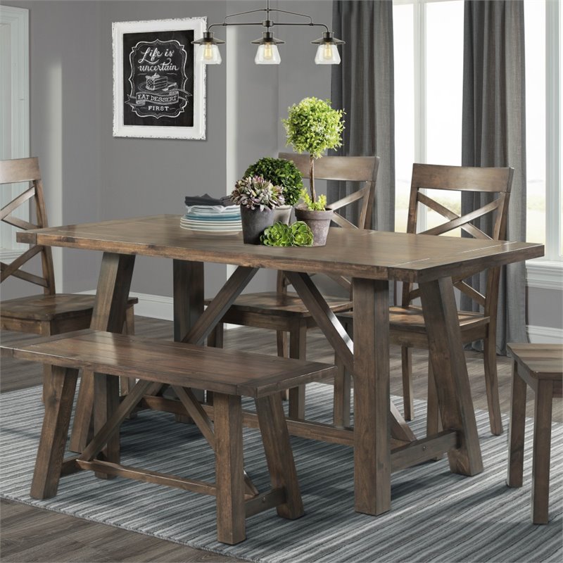 Bowery Hill Solid Wood 6-Piece Dining Set in Warm Walnut