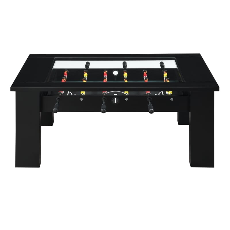 Bowery Hill Tempered Glass Top Foosball Gaming Table in Black