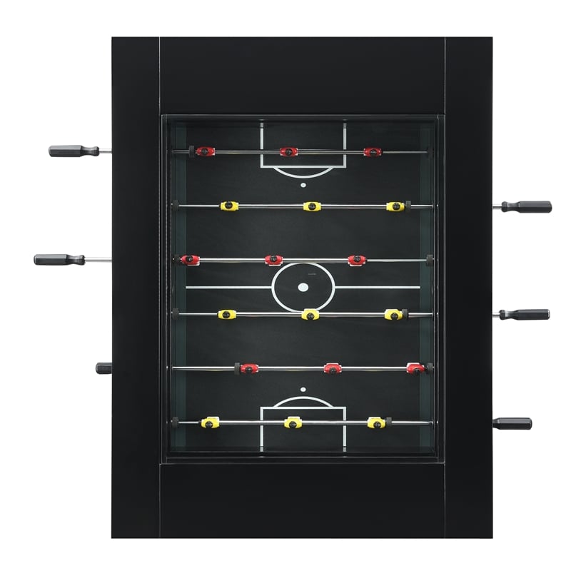 Bowery Hill Tempered Glass Top Foosball Gaming Table in Black