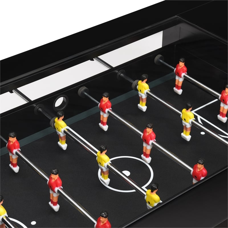 Bowery Hill Tempered Glass Top Foosball Gaming Table in Black
