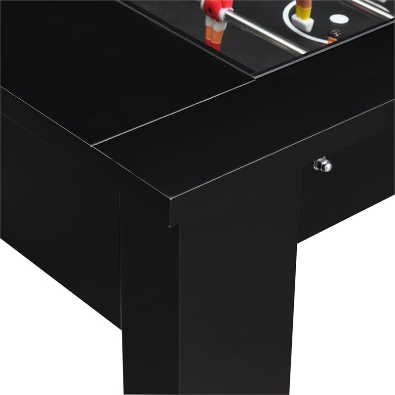 Bowery Hill Tempered Glass Top Foosball Gaming Table in Black