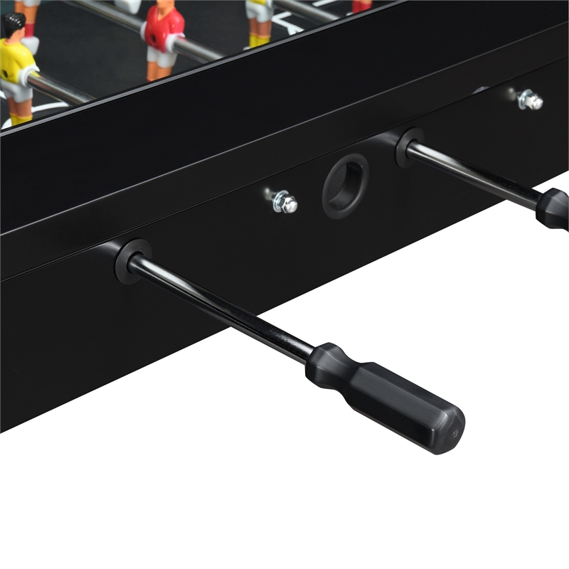 Bowery Hill Tempered Glass Top Foosball Gaming Table in Black