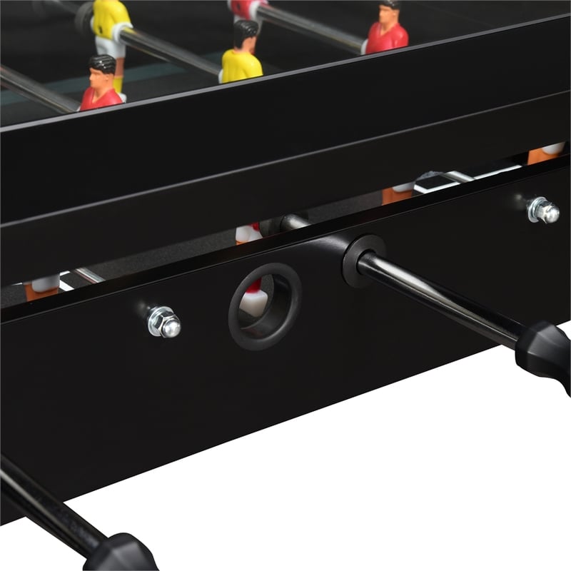 Bowery Hill Tempered Glass Top Foosball Gaming Table in Black