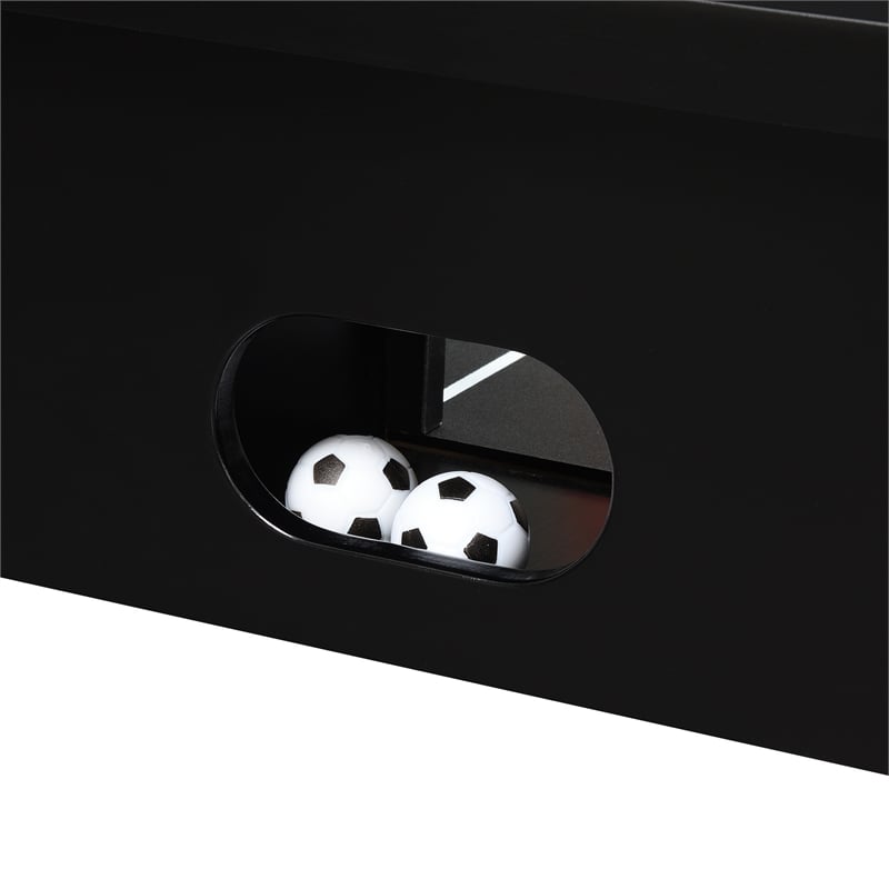 Bowery Hill Tempered Glass Top Foosball Gaming Table in Black