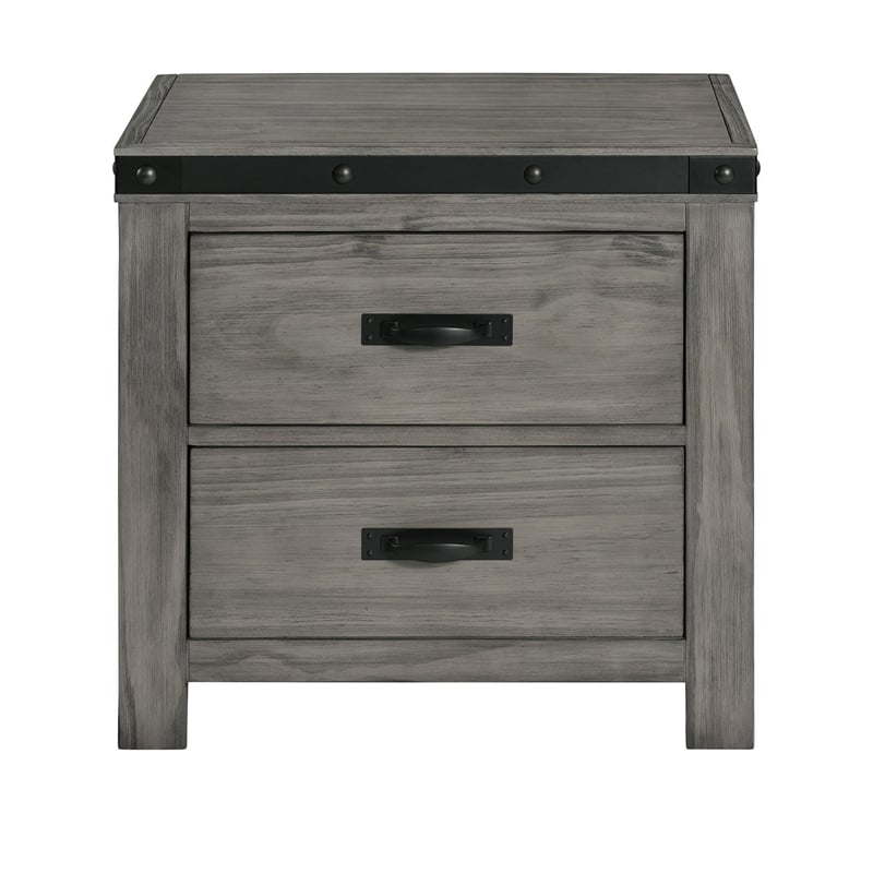 Bowery Hill Solid Wood 2-Drawer Nightstand in Gray