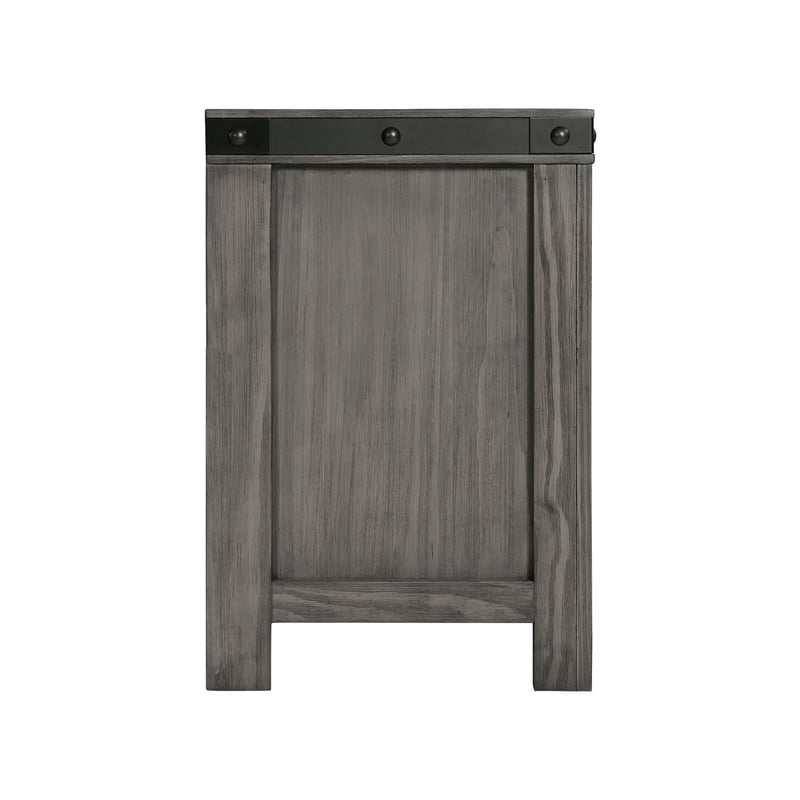 Bowery Hill Solid Wood 2-Drawer Nightstand in Gray