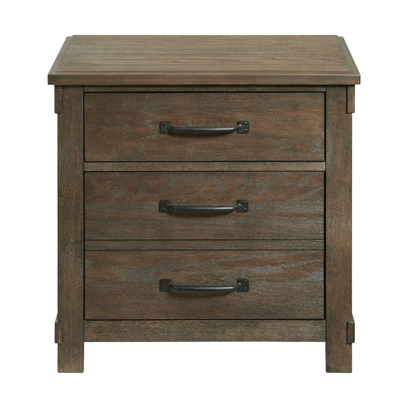 Bowery Hill 2-Drawers Bedroom Nightstand/USB Ports in Walnut Distressed