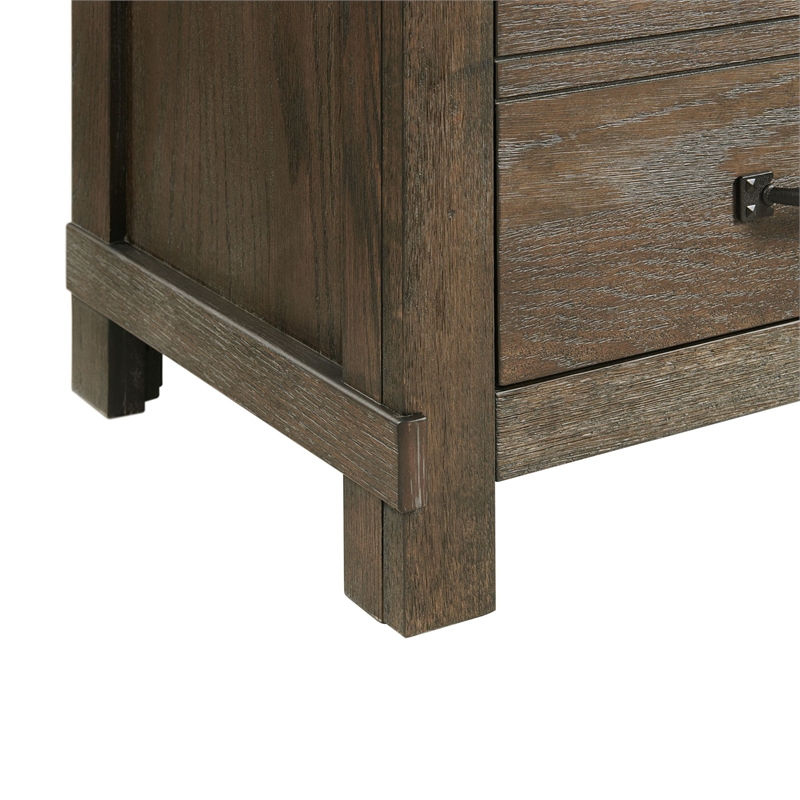 Bowery Hill 2-Drawers Bedroom Nightstand/USB Ports in Walnut Distressed