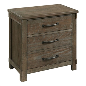 Bowery Hill 2-Drawers Bedroom Nightstand/USB Ports in Walnut Distressed