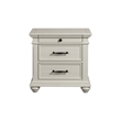 Bowery Hill Solid Wood Off White Nightstand Rectangular USB Ports 3-Drawer