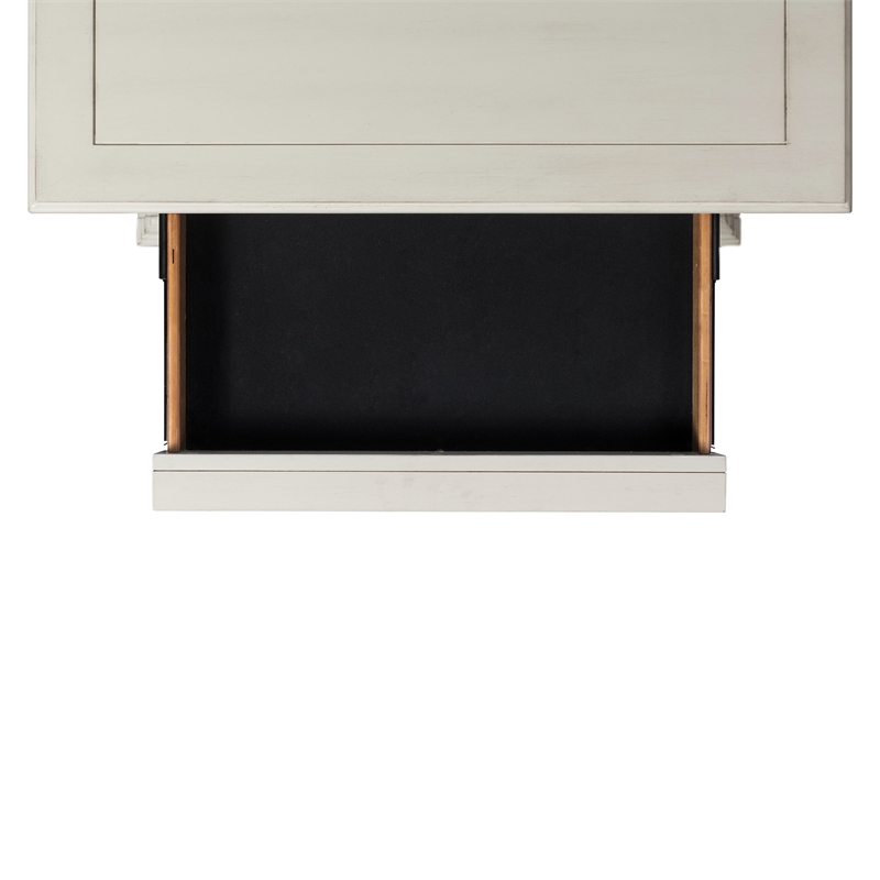 Bowery Hill Solid Wood Off White Nightstand Rectangular USB Ports 3-Drawer