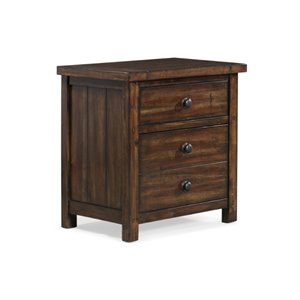 bowery hill solid wood 3-drawer nightstand in deep chestnut