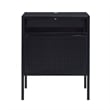Bowery Hill Open Metal Shelf Nightstand with USB Port in Black