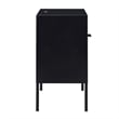 Bowery Hill Open Metal Shelf Nightstand with USB Port in Black