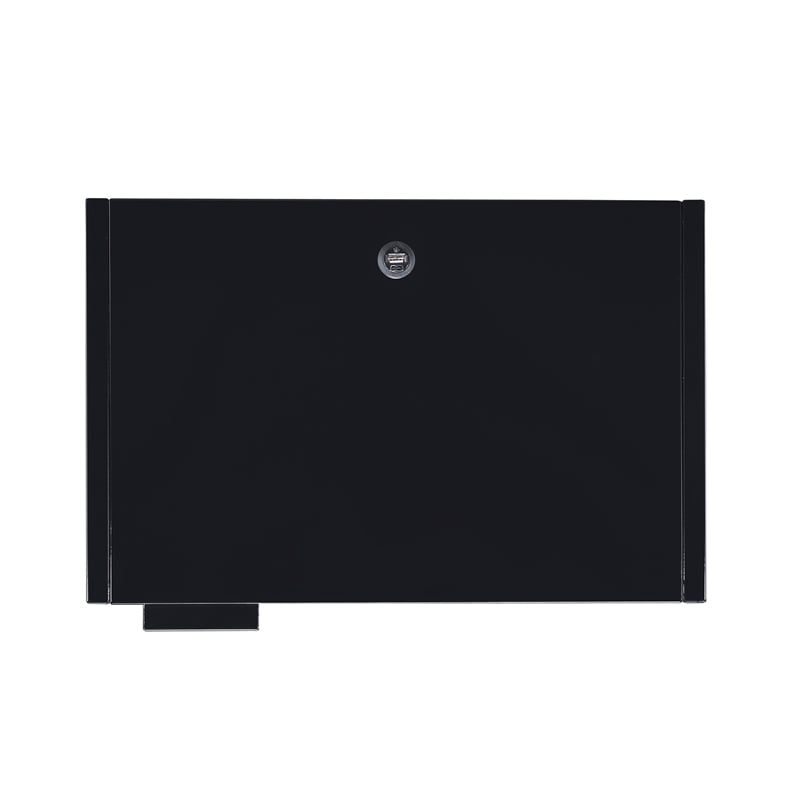 Bowery Hill Open Metal Shelf Nightstand with USB Port in Black