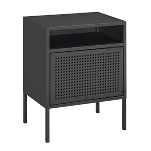 Bowery Hill Open Metal Shelf Nightstand with USB Port in Gray
