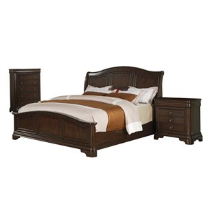 Bowery Hill Classic Solid Wood 3-Piece King Bedroom Set in Warm Cherry