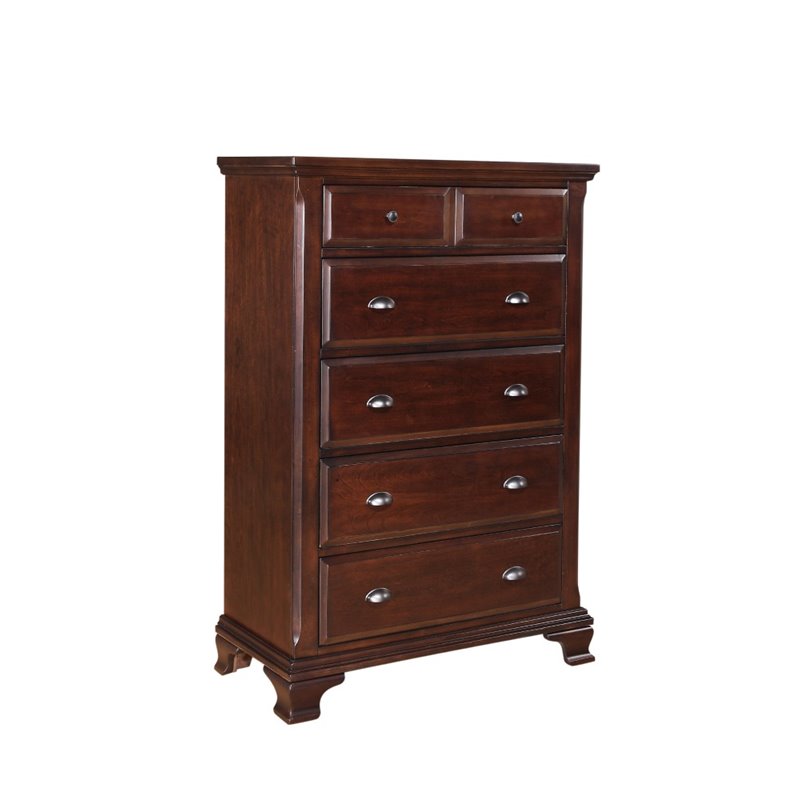 Bowery Hill Solid Wood 6-Piece King Storage Bedroom Set in Warm Cherry