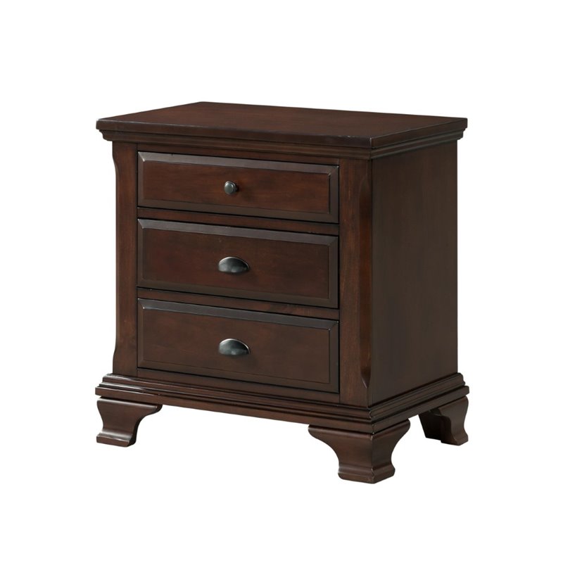 Bowery Hill Solid Wood 6-Piece King Storage Bedroom Set in Warm Cherry