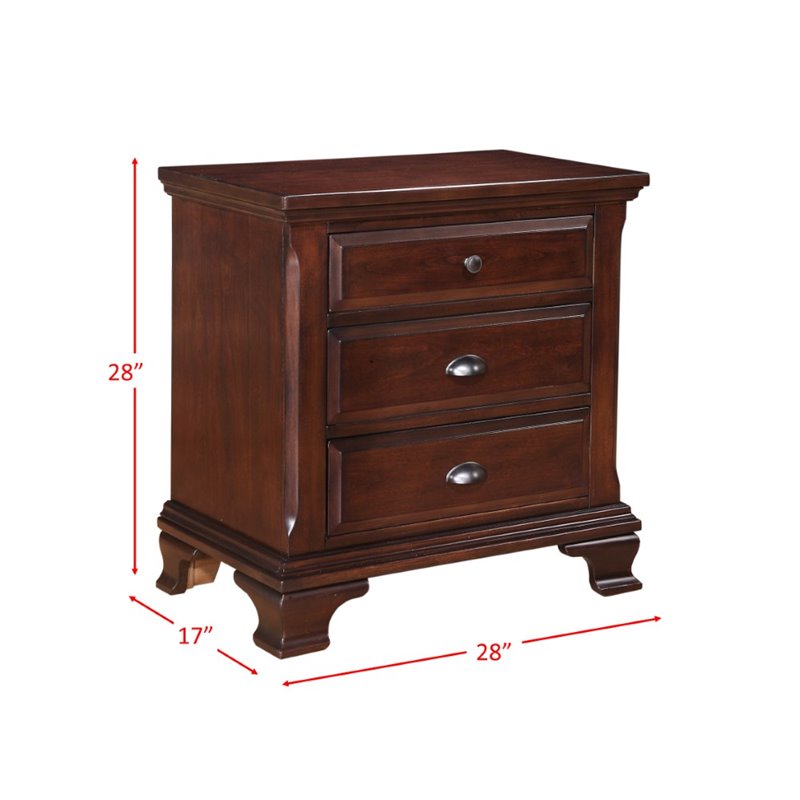 Bowery Hill Solid Wood 6-Piece King Storage Bedroom Set in Warm Cherry